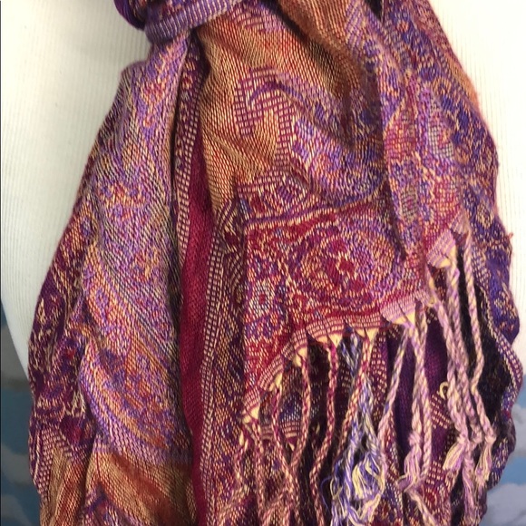 Fringed paisley scarf purple and magenta |‎ one size - Picture 3 of 7